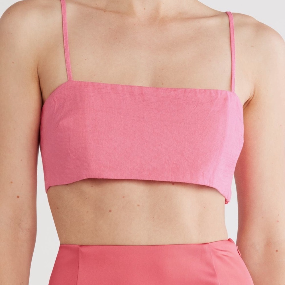 NWT Cult Gaia Tereza Crop Top Sangria Pink Cotton Size 6 MSRP $220 Designer - Picture 2 of 5